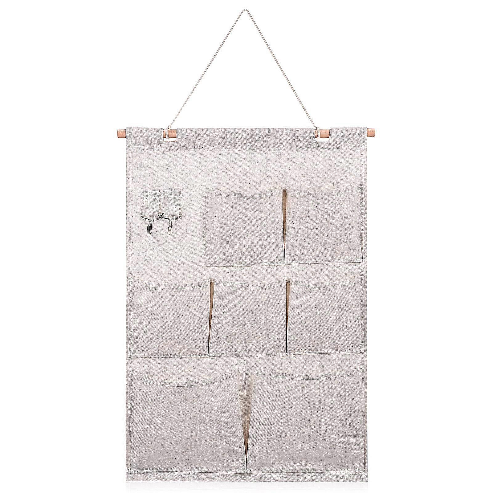 Hanging Wall Organizer with Multi Pockets, Large Capacity Linen Cotton Storage Bag for Home