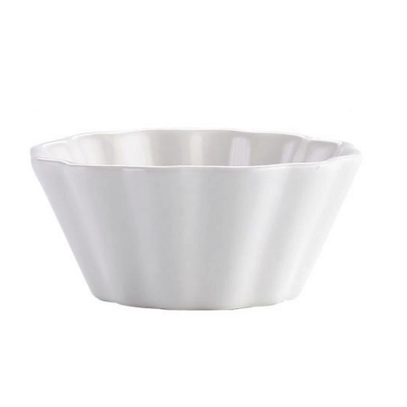 White Ceramic Dessert Bowl Microwave Safe with AntiSlip Base and Smooth Rounded Rim