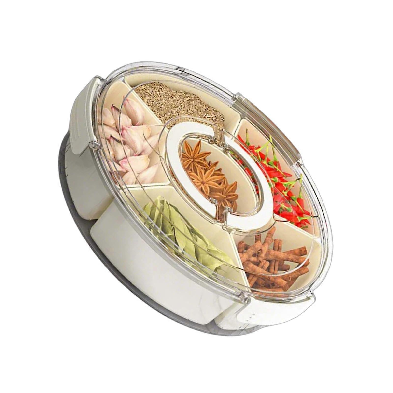 Spice Storage Container with Handle, 6 Compartment Kitchen Condiment Organizer Box