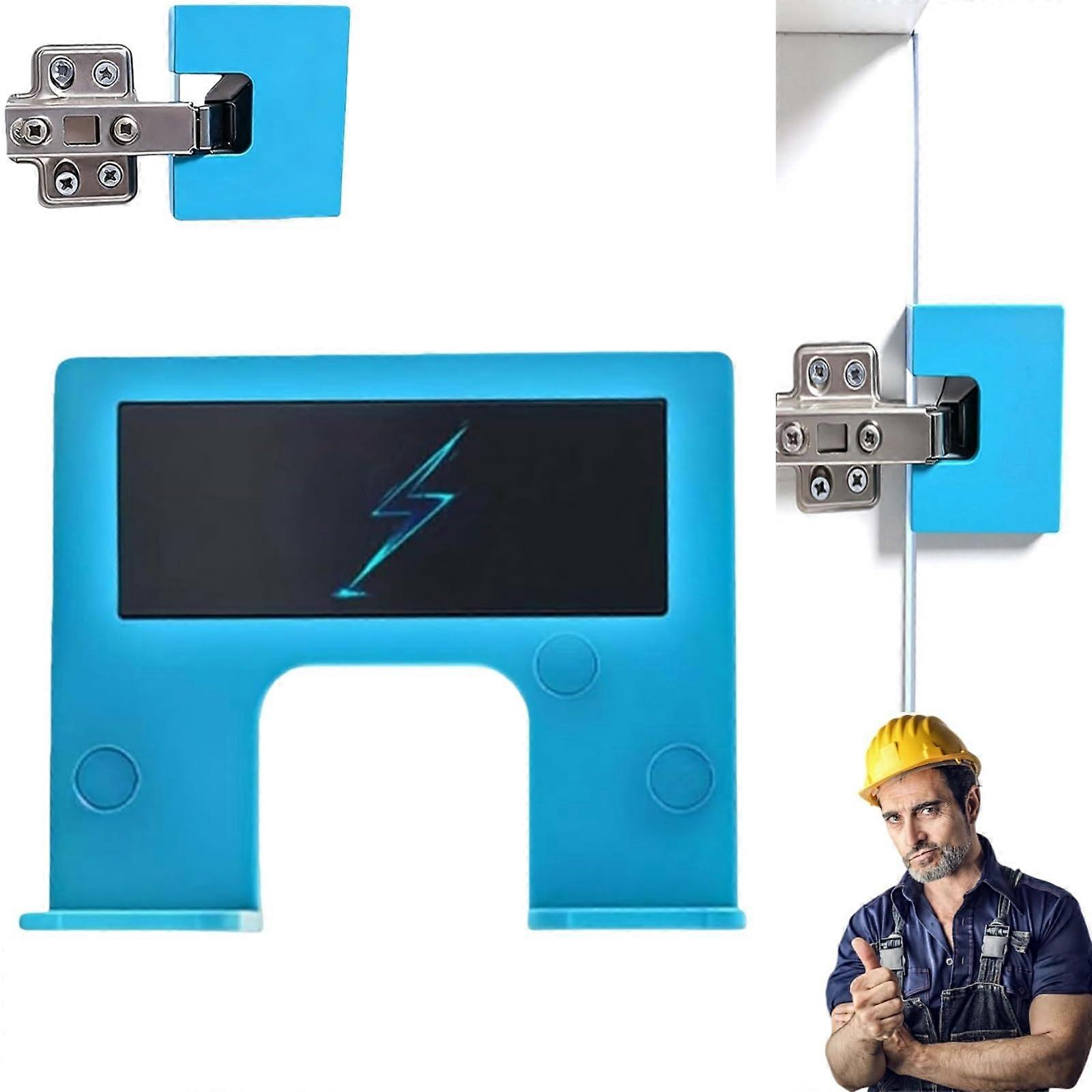 Magnetic Door Hinge Jig with Adjustable Cutting Guide and Precision Drill for Cabinet Alignment Blue 1PC