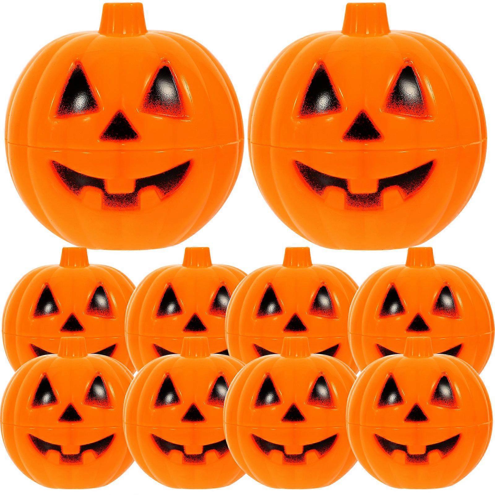 12pcs Plastic Pumpkin Shaped Storage Box Case Container Halloween Mini Gift Holder Props