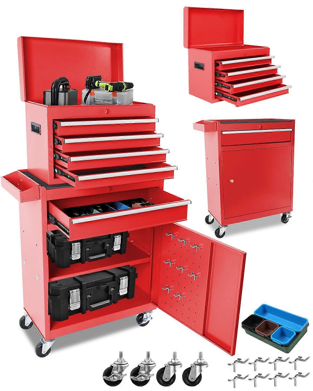 Heavy Duty Rolling Steel Tool Chest with Wheels for Garage Storage and Workshop Use