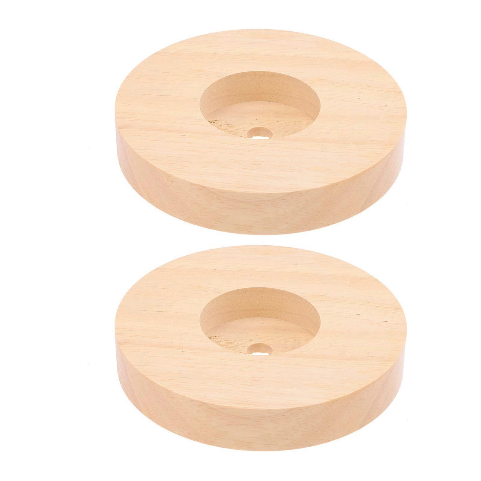 Wooden Lamp Base Round Light Stand for Decor 2Pcs Solid Wood Table Lamp Accessory