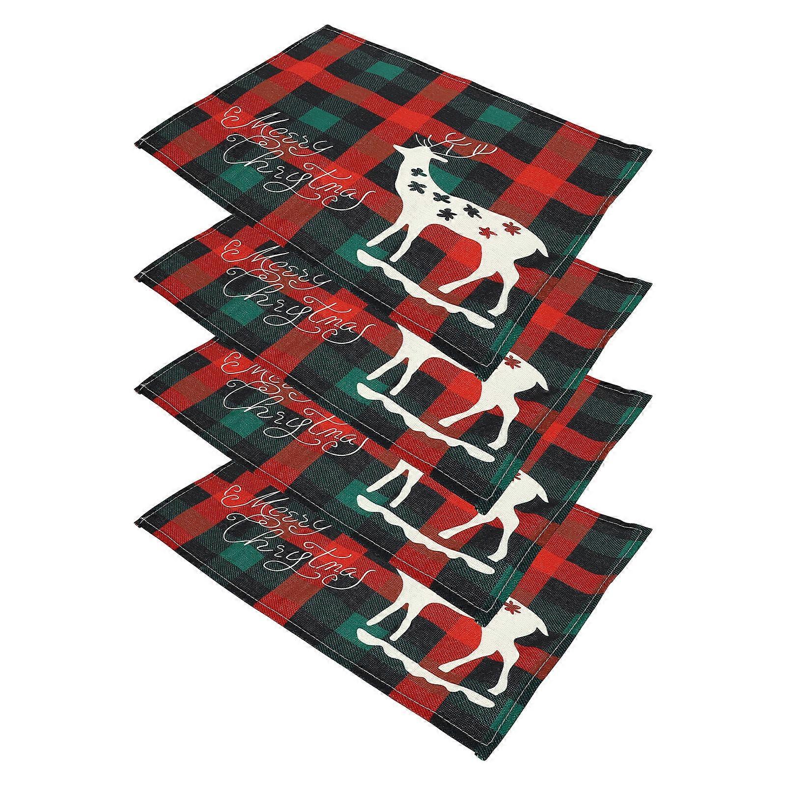Decorative Placemat Christmas Pattern Table Mat for Party 4Pcs