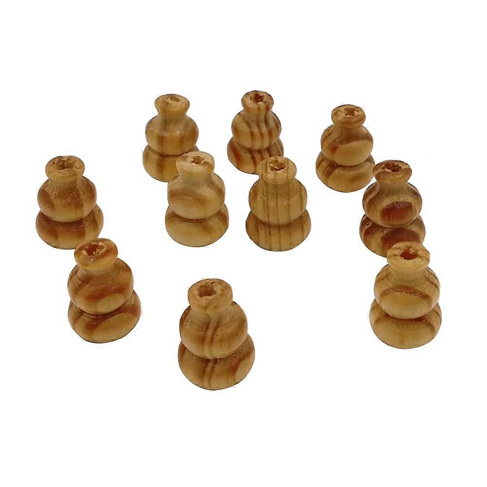 Solid Color Wood Beads for Decoration 50Pcs Pack Beige Gourd Shape Beads