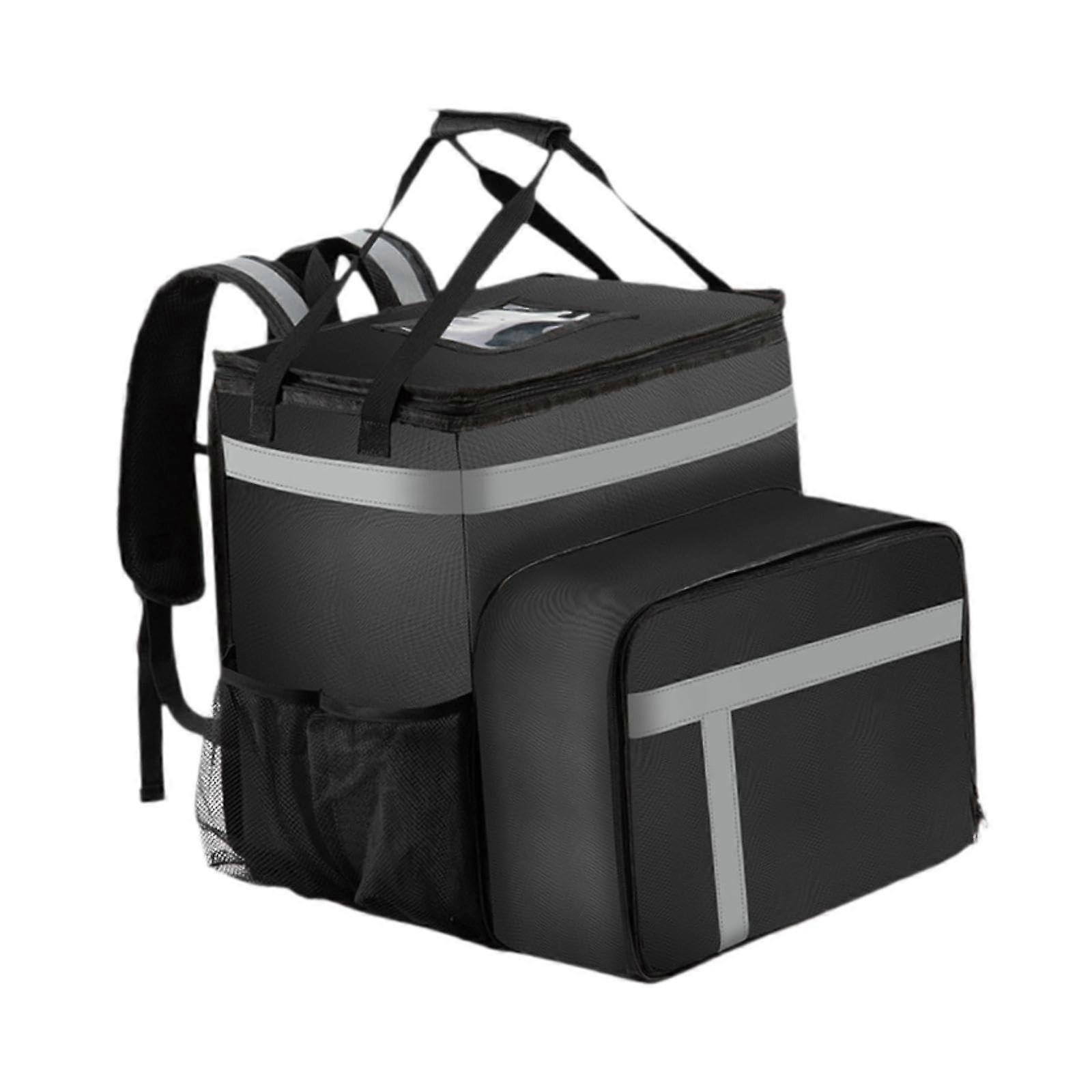 48L Insulated Pizza Delivery Backpack with Leakproof Lining and Four Mesh Pockets for Catering