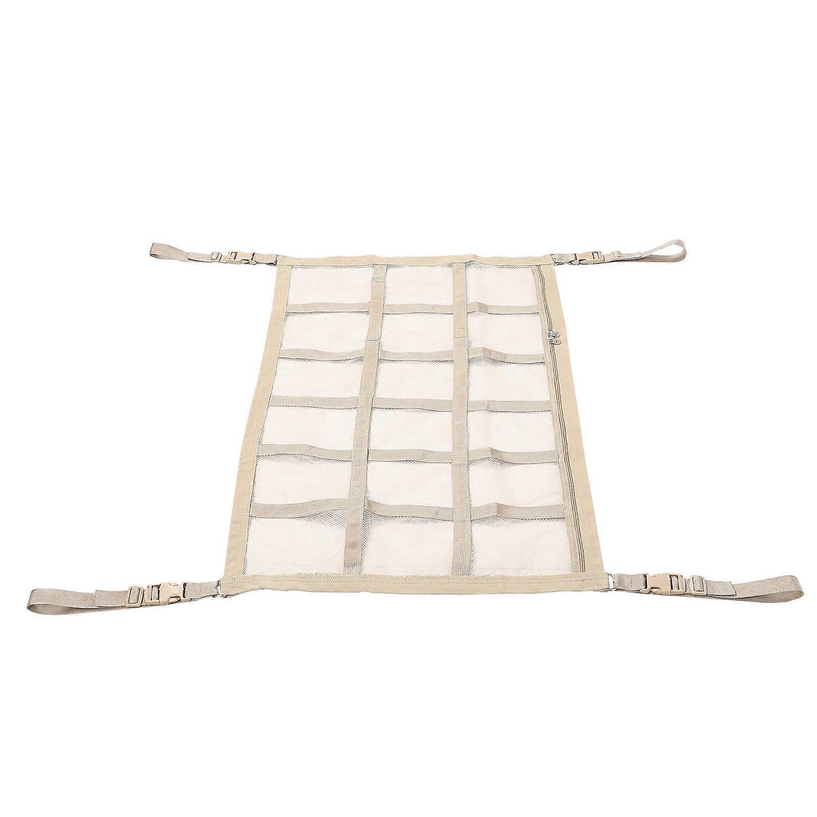 Car Ceiling Net Organizer 2Pcs Vehicle Storage Mesh For Daily Use Khaki Color Improved Functionality