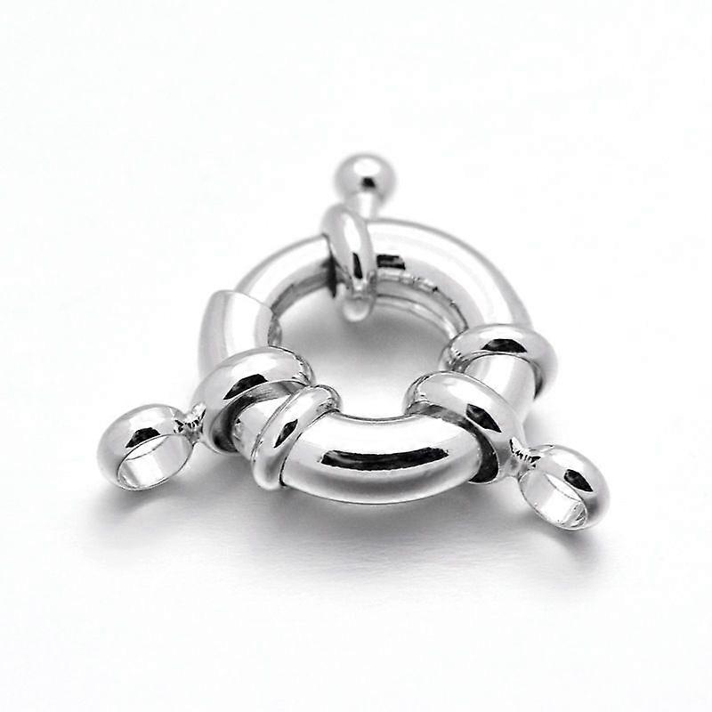 Rack Plating Brass Spring Ring Clasps Real Platinum Plated 17x6mm Hole: 3mm