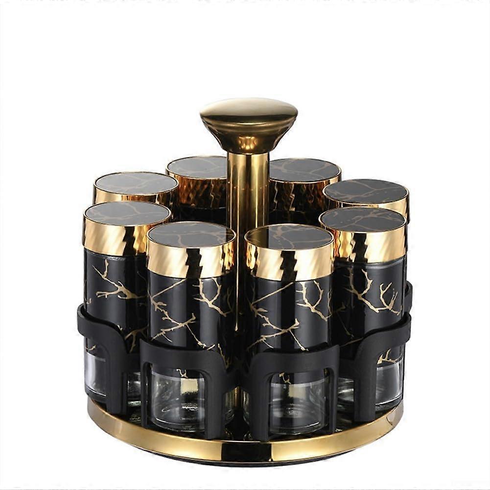 Adjustable Rotatable Spice Shaker with MultiHole Seasoning Dispenser for Kitchen, Gold Leather