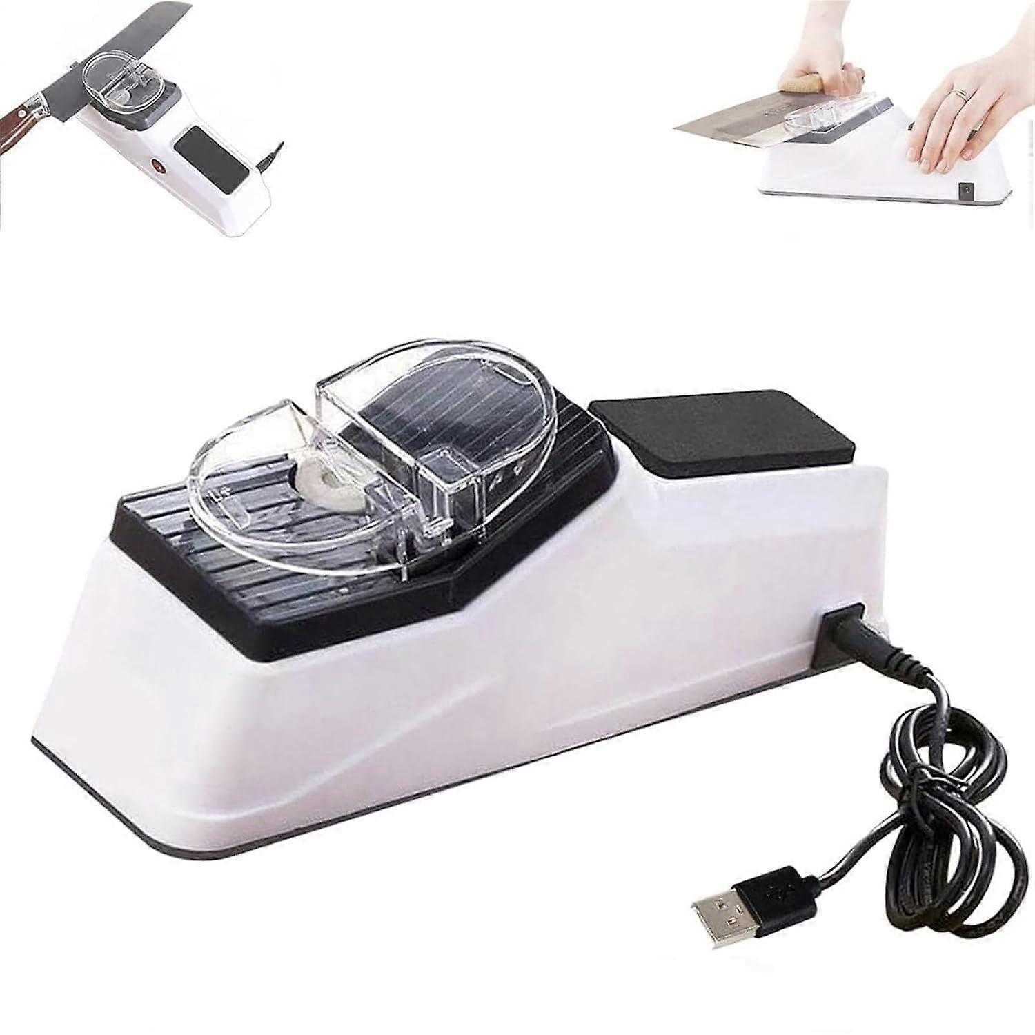 Electric Knife Sharpener with DualSided System and NonSlip Base for Kitchen Knives and Scissors