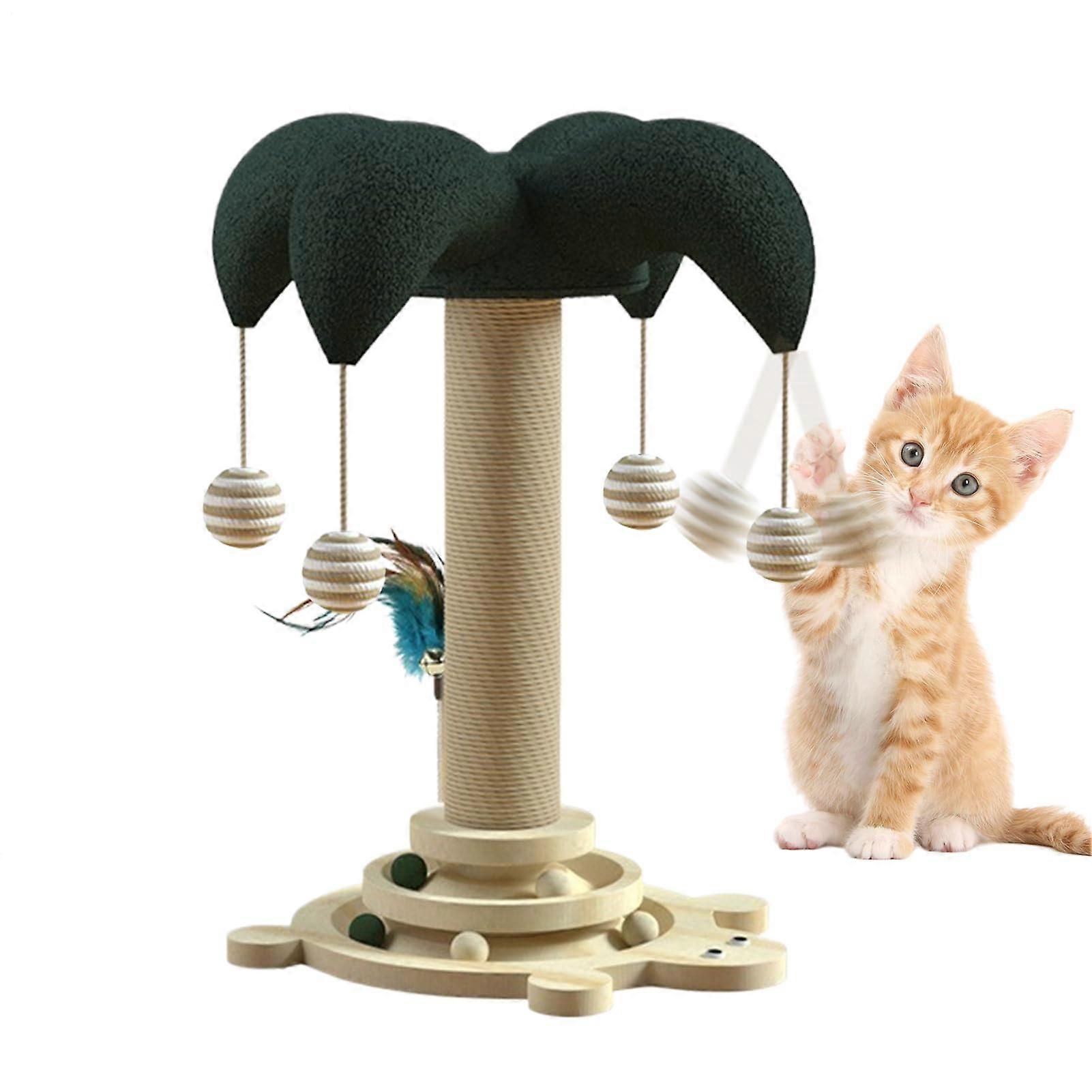 Cat Scratching Post with Durable Sisal Surface and Rotating Ball Track for Large Cats
