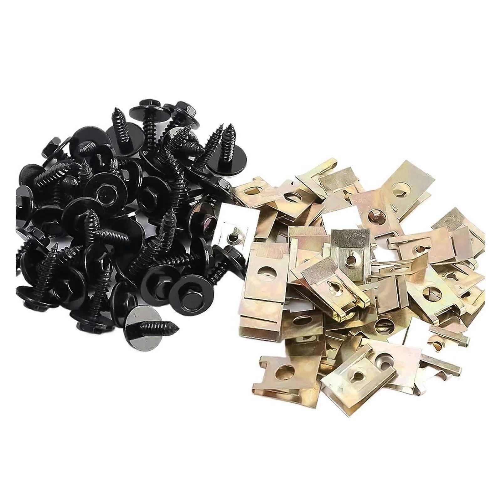 Car Bumper Screws and U Shape Clips Set, RustResistant Fasteners 40pcs for BMW E46 E92 E90 F10