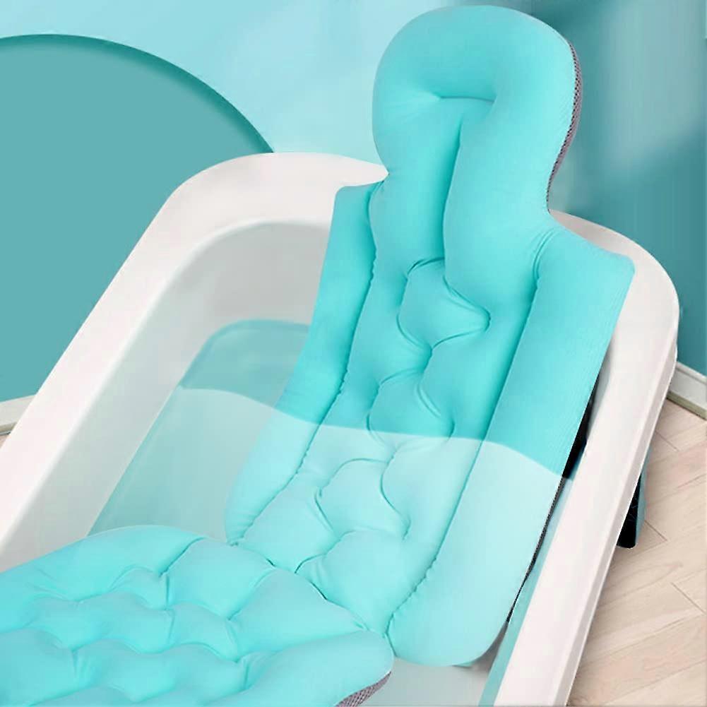 Bath Pillow for Head Neck Back Support with 10 NonSlip Suction Cups Quick Dry Breathable Blue