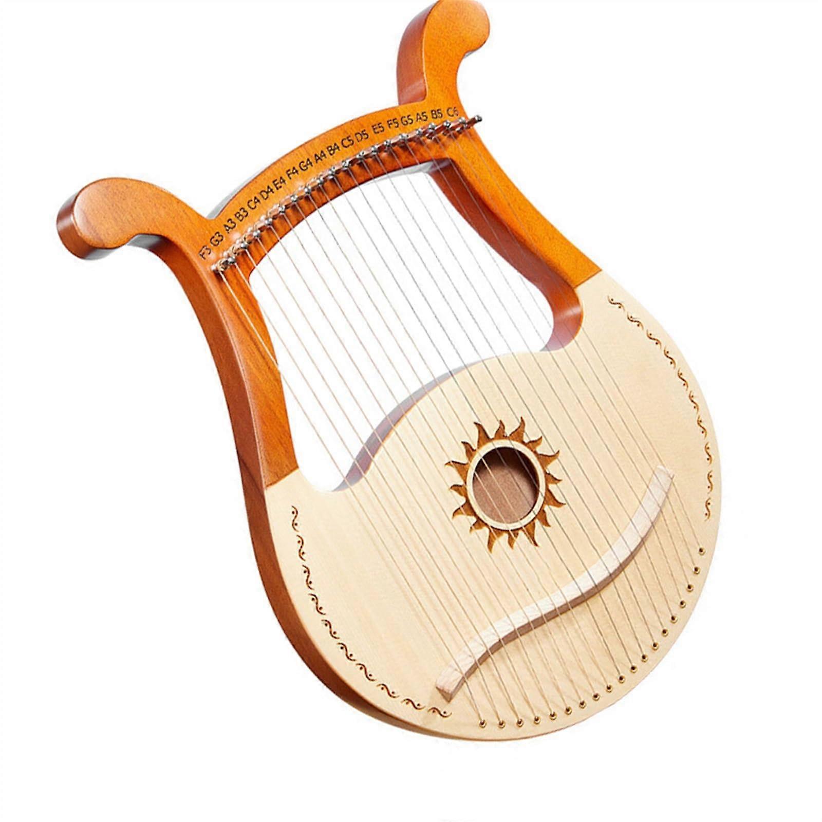 19 String Lyre Harp for Beginners Solid Wood Construction Warm Clear Tone GiftReady Musical Instrument