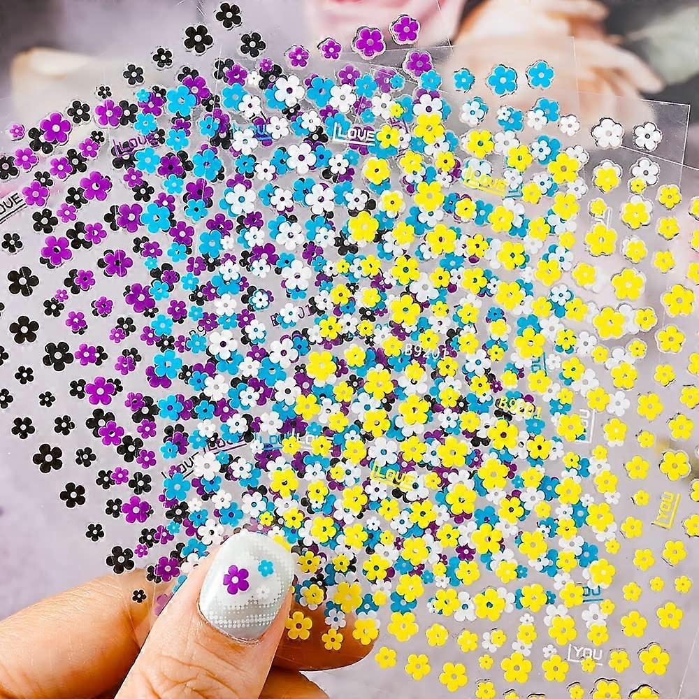 5Pcs Rainbow Flower Press On Nails Set Full Coverage Nail Tips with LongLasting SalonQuality Finish