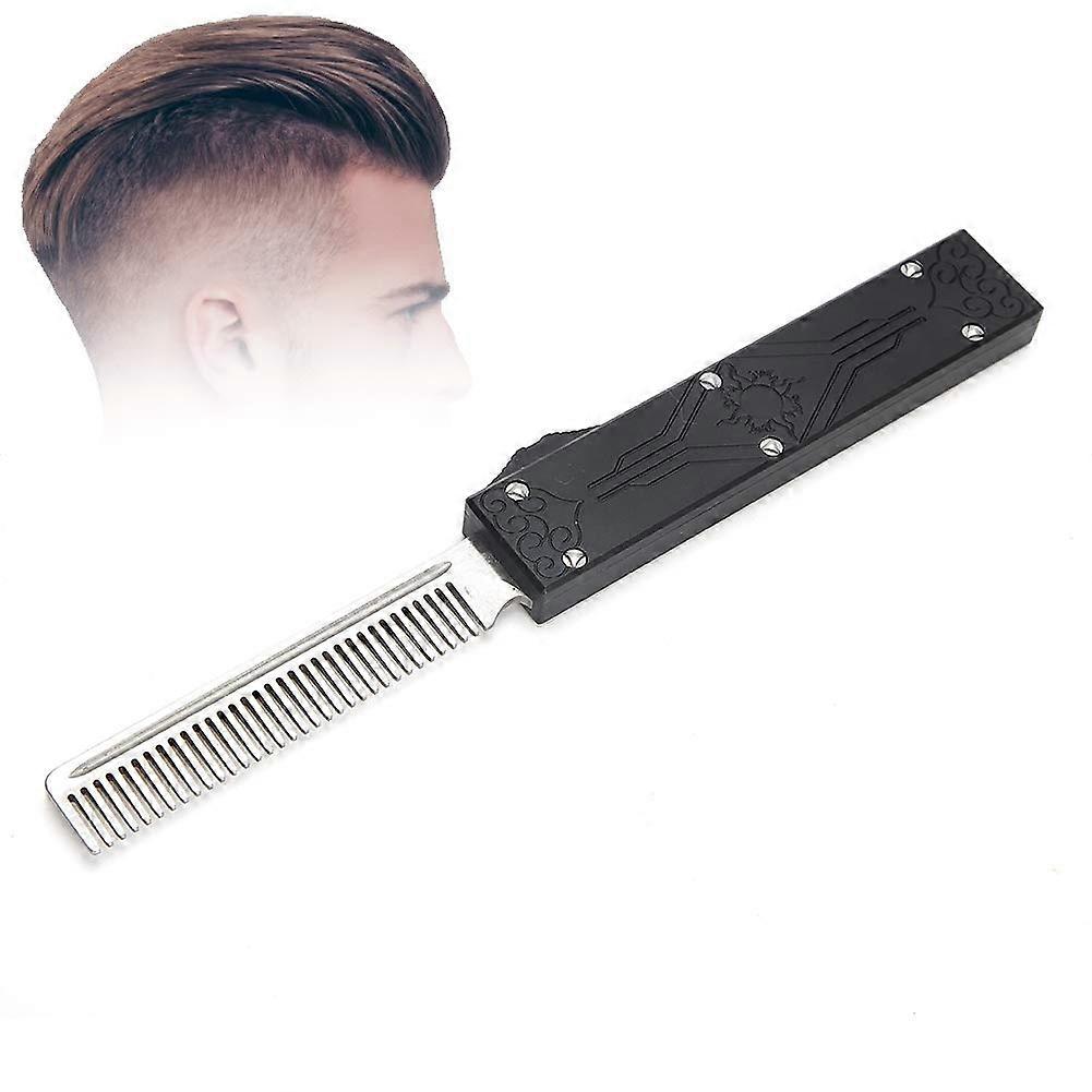 Spring Hair Comb with Precise Spring Action, Stainless Steel Foldable Beard Grooming Tool for Men