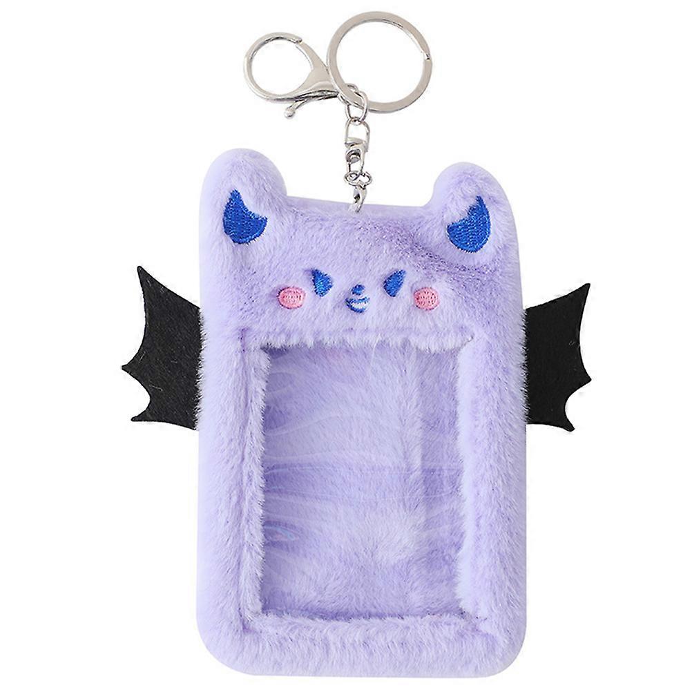 Black Plush Id Card Holder for Storage Use Postcard Holder