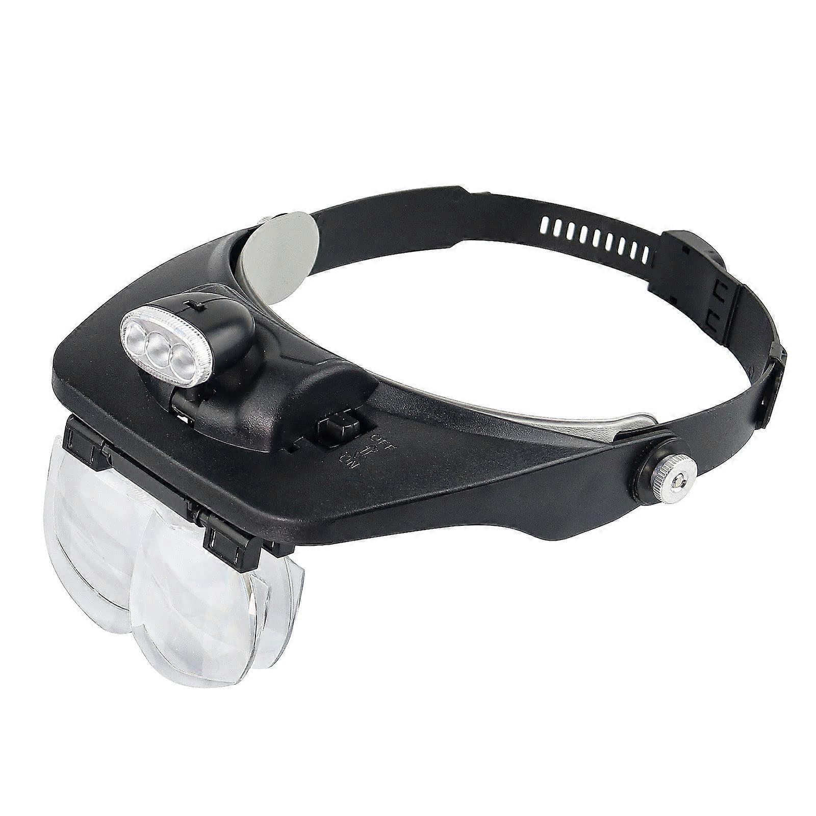 Head Mounted Magnifier with LED Light, 9 Levels, Adjustable Headband, Hands for Close Work