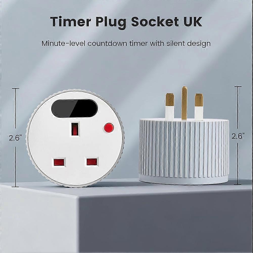 Countdown Timer Plug Socket, Digital Plug with LED Display, 1 Min-24H Adjustable Countdown Switch UK Plug