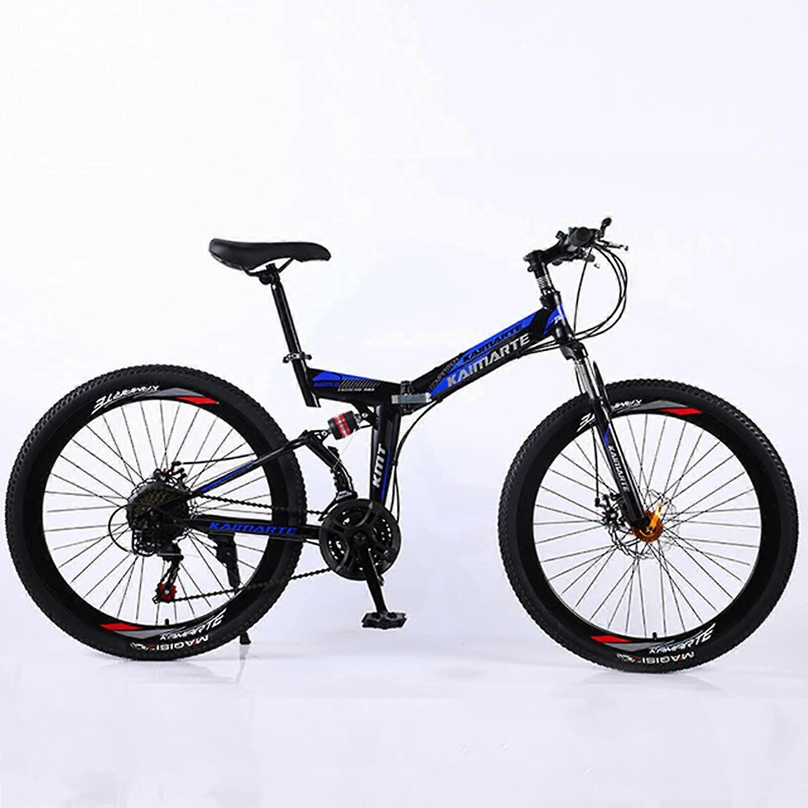 26 Inch Folding Mountain Bike 27Speed Full Suspension with Dual Shock Absorption for Adults