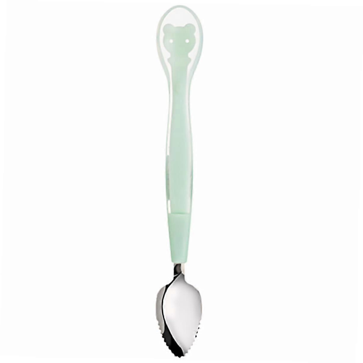 Baby Silicone Training Spoon with Ergonomic Handle, Double Ended Design for Puree and Fruit Feeding