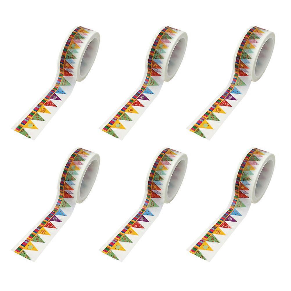 6Pcs Washi Tape Set for Birthday Bunting Pattern DIY Decorations