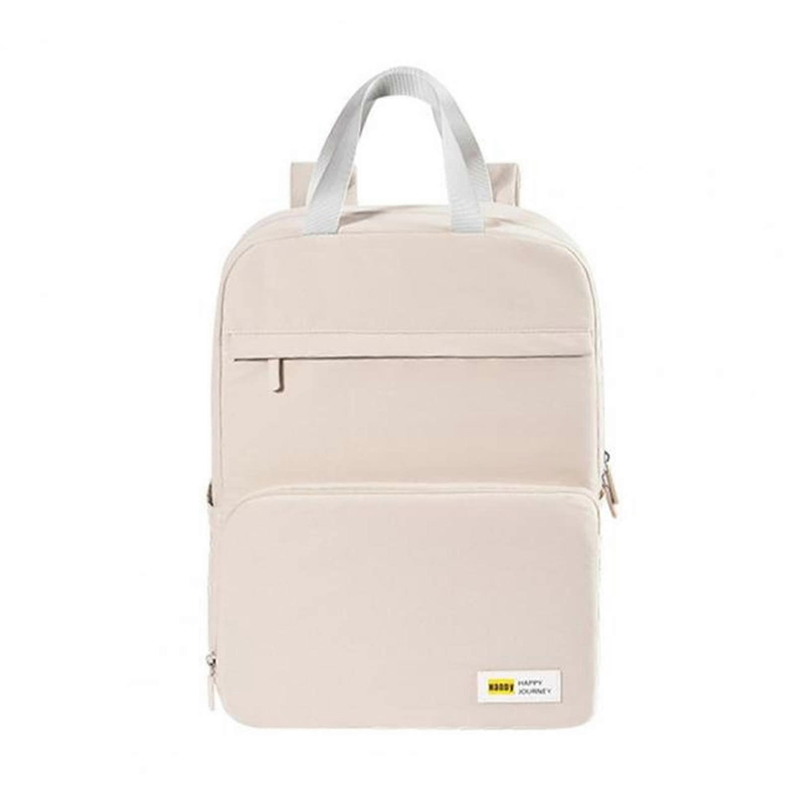 Khaki Large Capacity Waterproof School Backpack with Adjustable Straps and Multiple Pockets