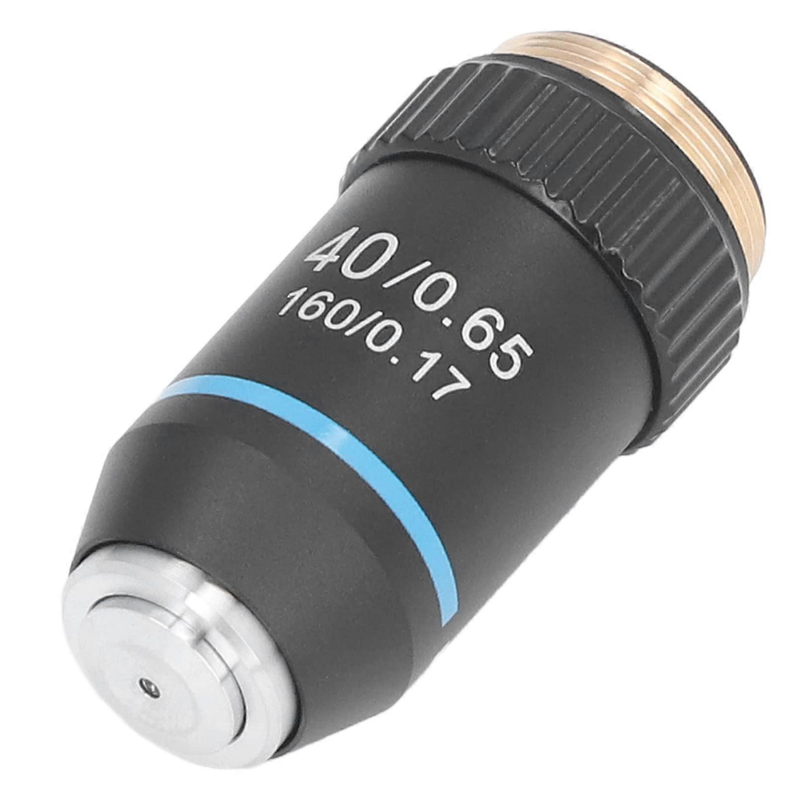 40X Achromatic Microscope Objective Lens with Protective Spring for Bright Images and Lab Research