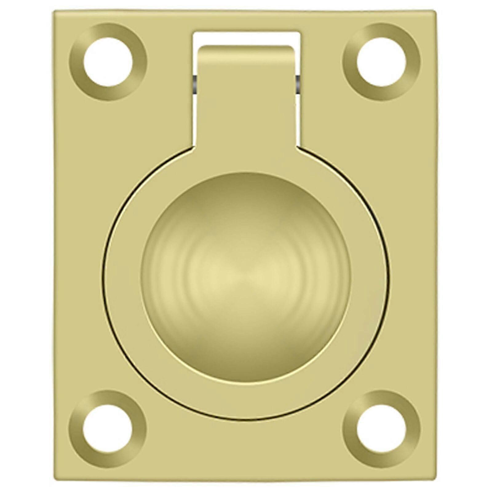 Brass Flush Ring Pull 13/4 x 13/8 Polished Brass Recessed Pull LowProfile Solid Brass