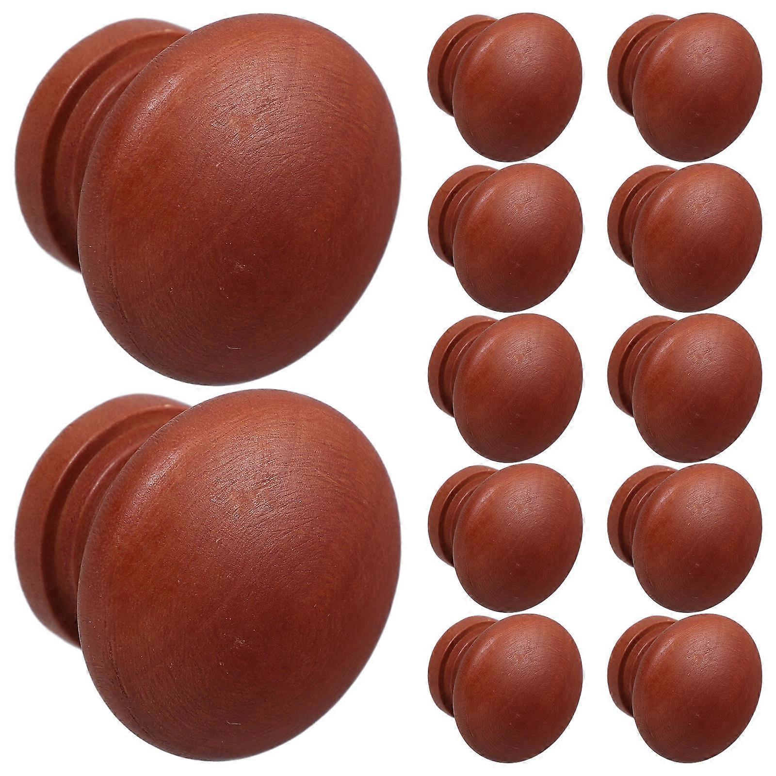 Wooden Knobs for Dresser Drawers 12Pcs Unique Cabinet Knobs Dark Red Material