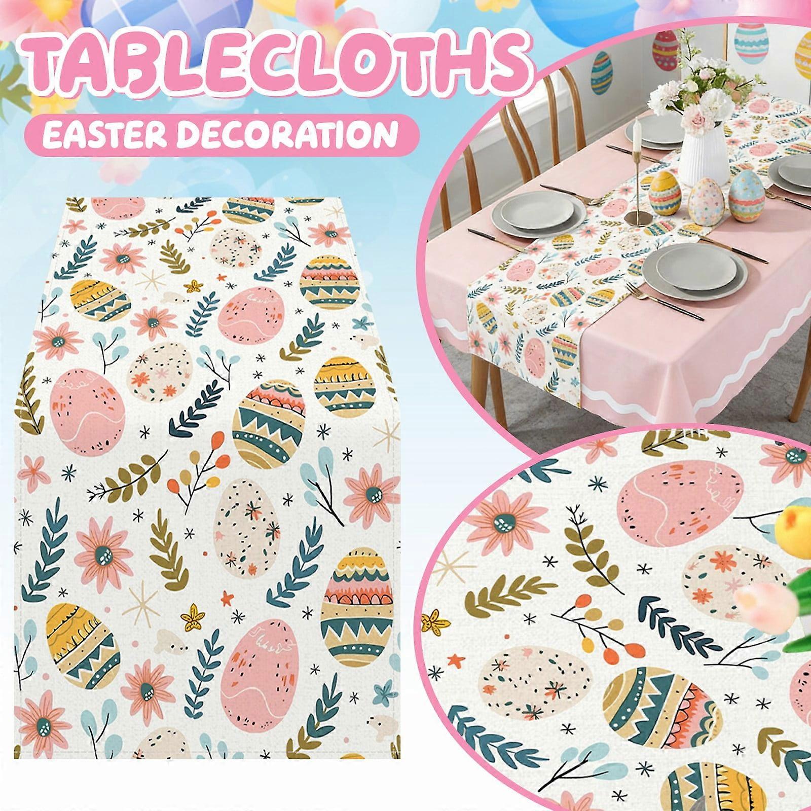 Easter Eggs Table Runner, Easter Decoration for Home Spring Dining Table, Polyester