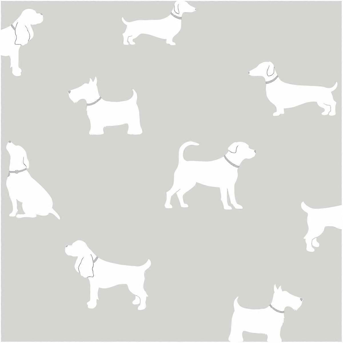 Grey/White Pooch Wallpaper