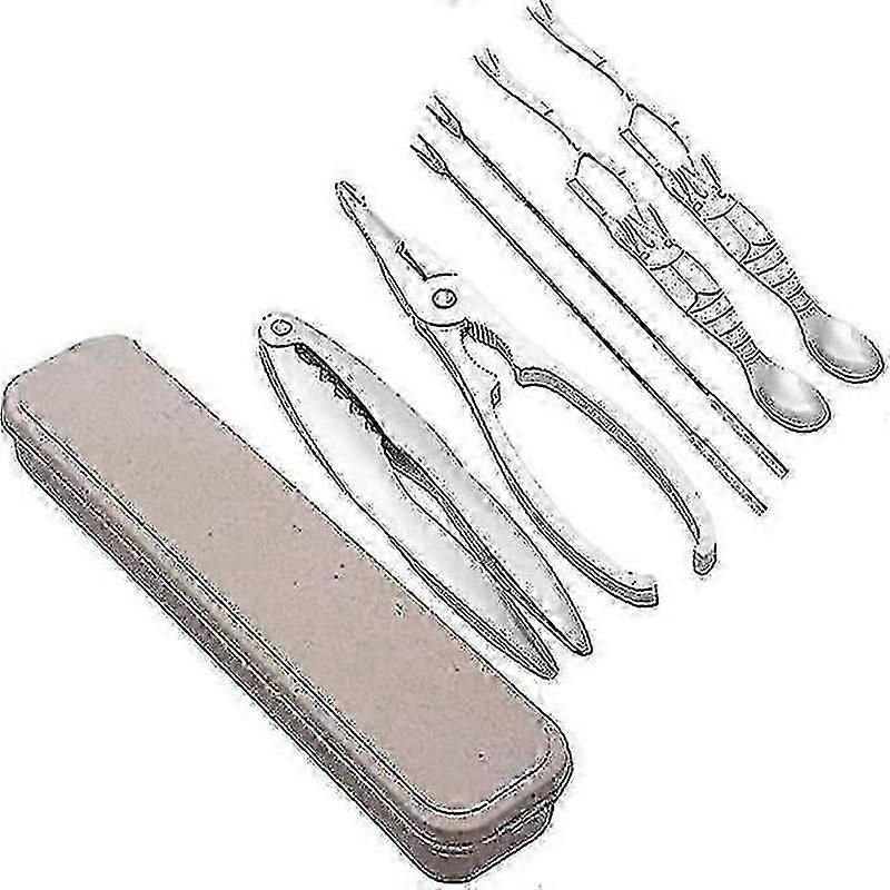 Shellfish tool set with storage box and lobster crackers