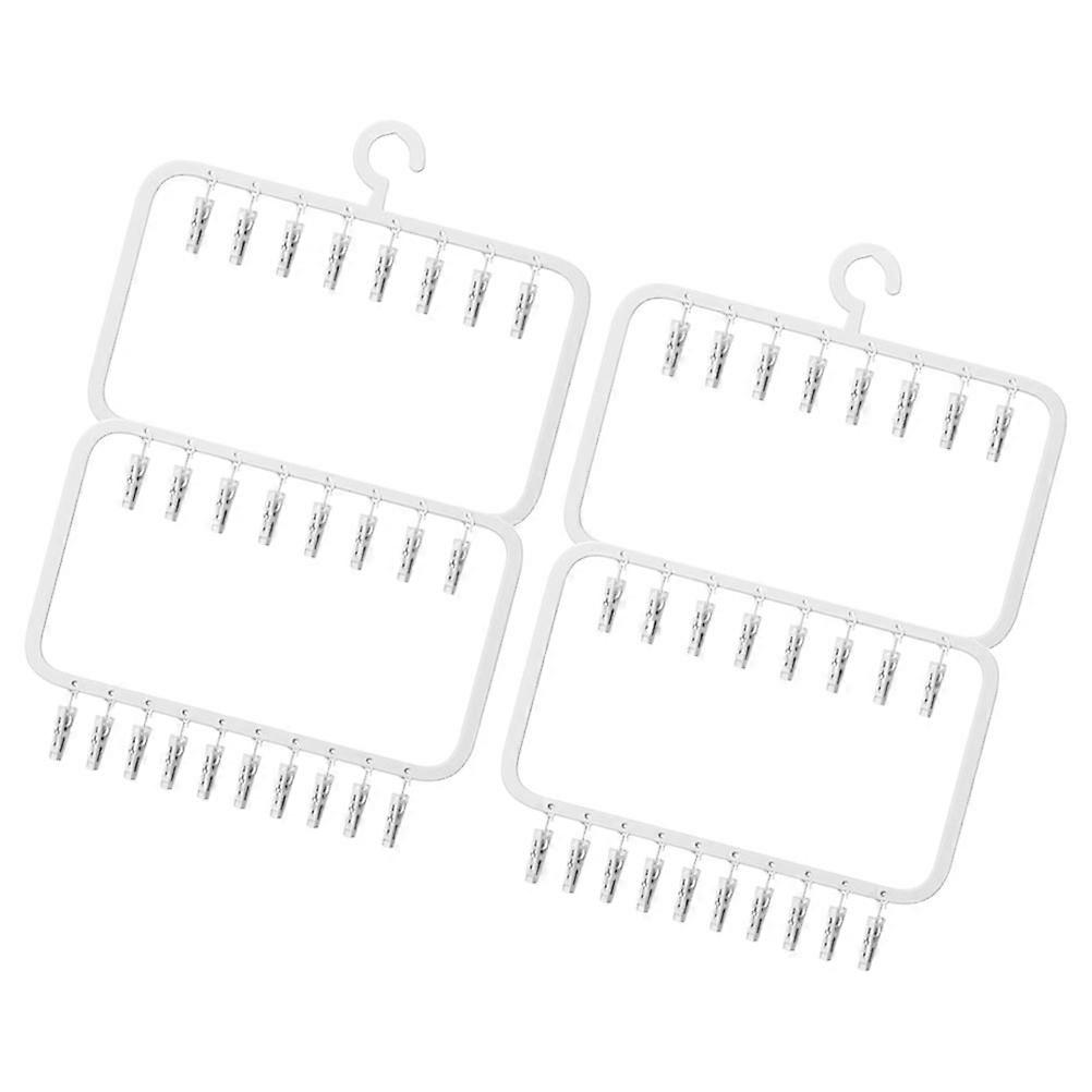 Socks Drying Rack with Clips 2Pcs Foldable Plastic Clothes Hanger for Laundry