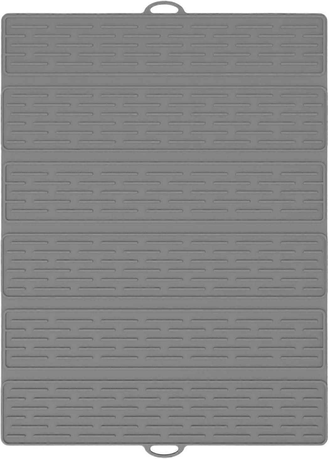 Countertop Drying Mat, Kitchen Drainer - Foldable Non-Slip Silicone Dr
