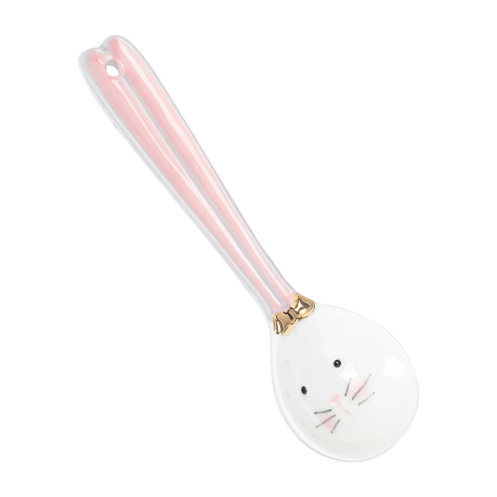 Ceramic Dessert Spoon Rabbit Shape Delicate Embossed Design and Practical 1Pcs