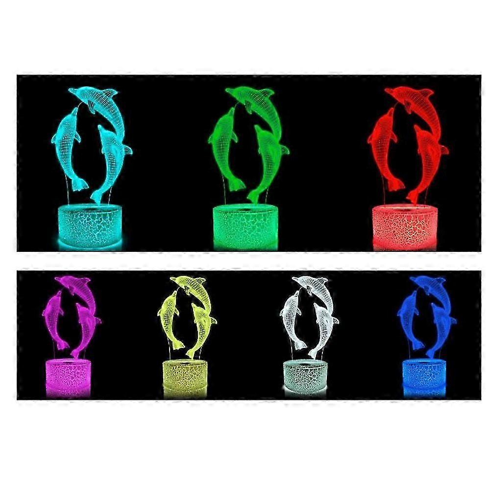 3D Dolphin Light Touch Control Night Lamp LED Bedside Light Without Battery