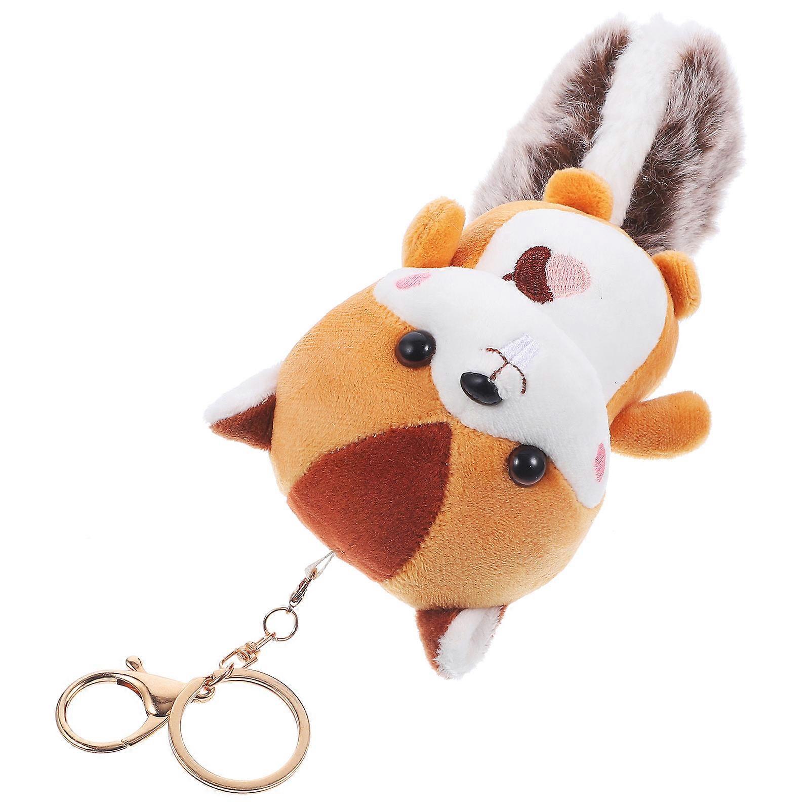 Plush Animal Keychain for Key Use Featuring Light Brown Soft Stuffing