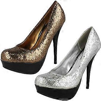 Dames plek op Sparkly partij hakken - bronzen Glitter - UK Size 6 - EU maat 39 - US maat 8