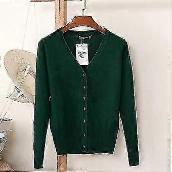 Suéter de cárdigan de mujer casual Otoño Invierno mujer Color sólido Cuello en V Manga larga Talla grande Suéter de punto Abrigo de ganchillo