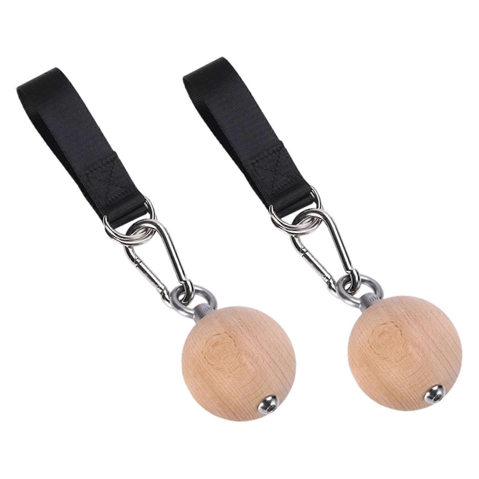 Durability Nylons Pull Up Assistance Straps With Solid Wood Balls Ergonomic Handle Heavy Type Pull Up Training Multicolor