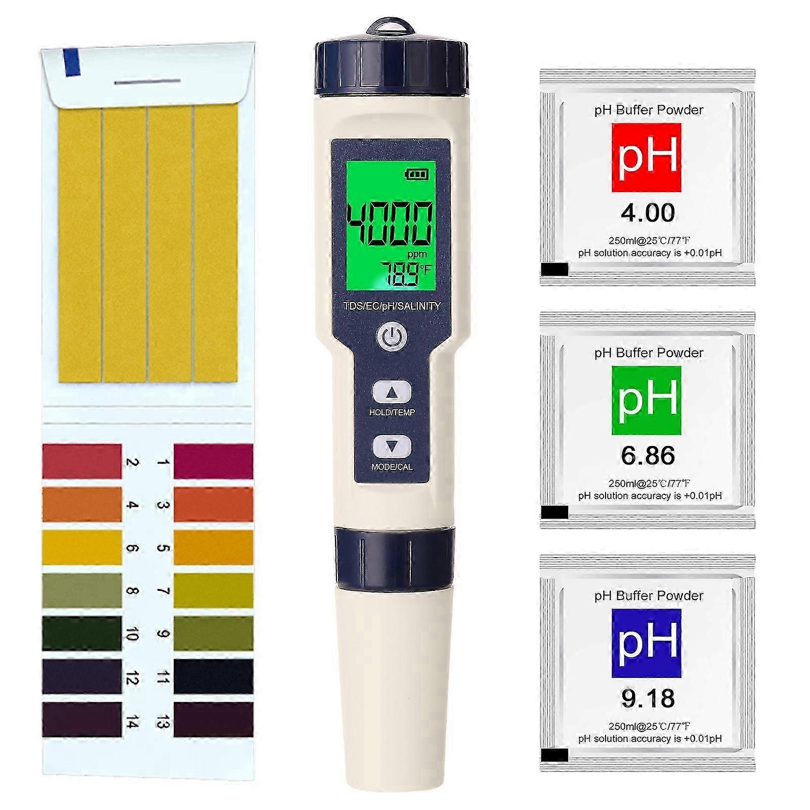 5 in 1 Professional Multi-parameter Combo Testing Meter PH/EC/TDS/Salinity/Thermometer Digital Multi-Function Water Quality Tester
