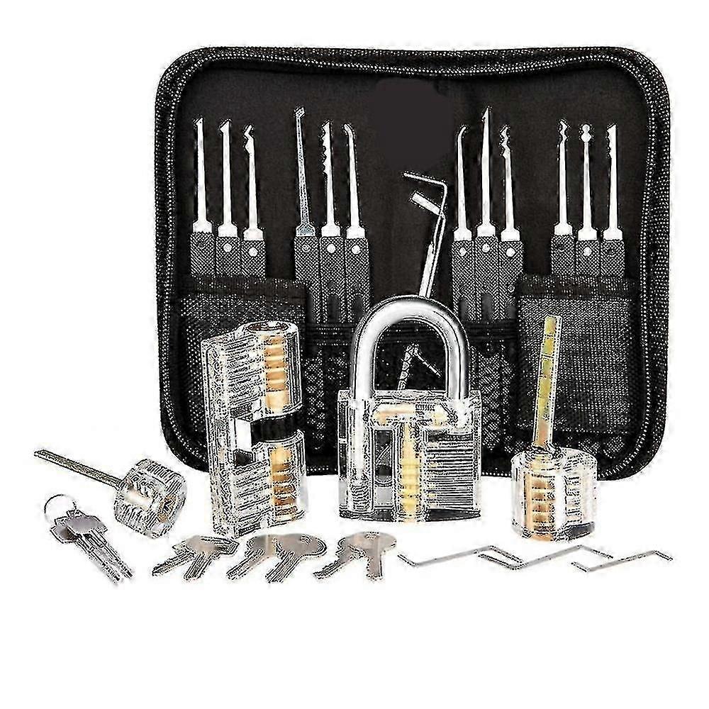25-Piece Lock Picking Kit with 3 Clear Locks for Practice
