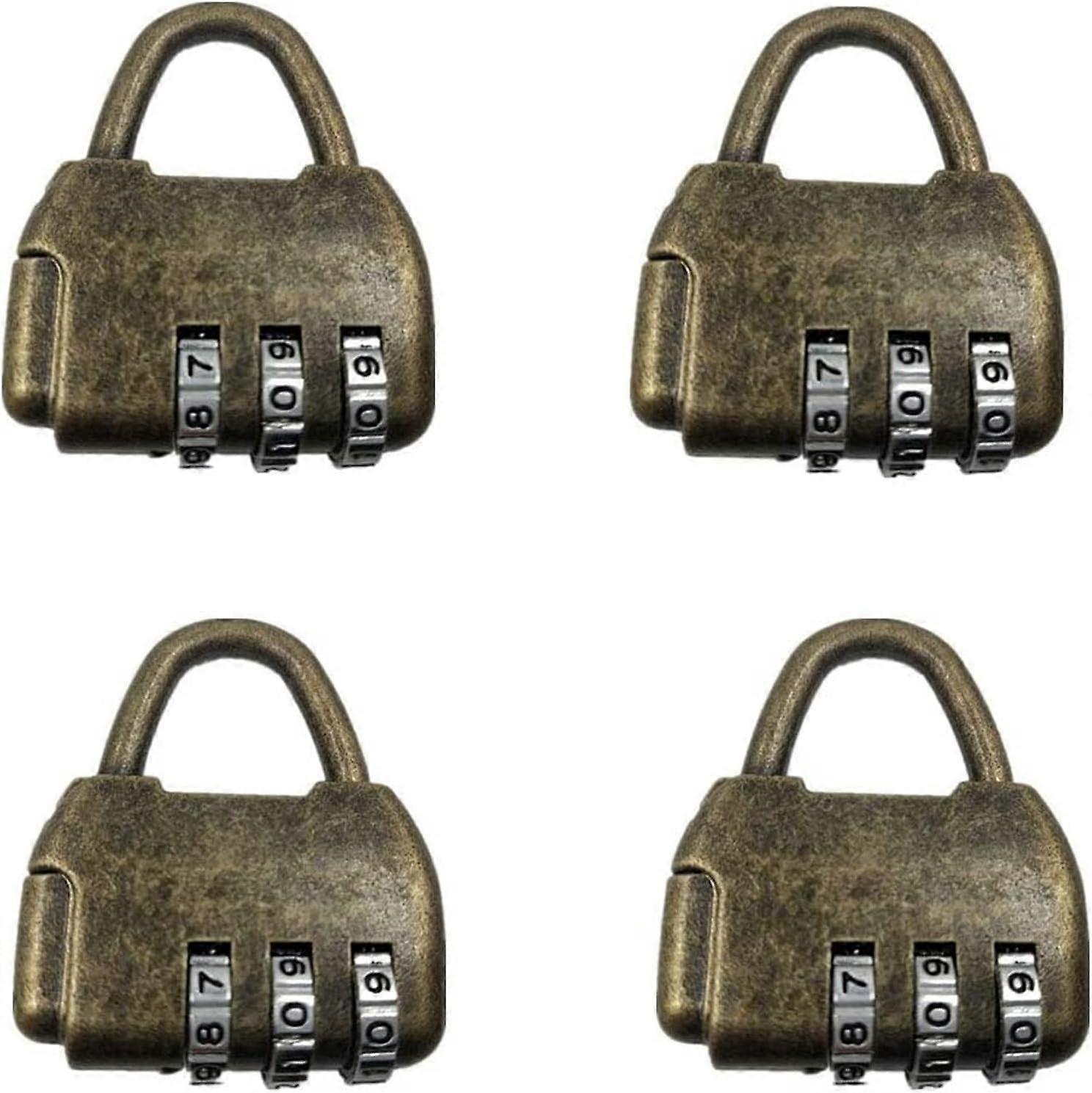 Lock, Archaic Style Padlock, 4 Pieces, Changeable Password Lock, Default Combination Padlock