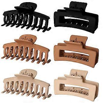 Heytea 6pcs 3.5 Inch Medium Large Claw Clips For Thick Hair, Big Hair Clip For Thin Hair, Girls' Hair Clips Claw, Neutral Hair Clips for Women, Matte 