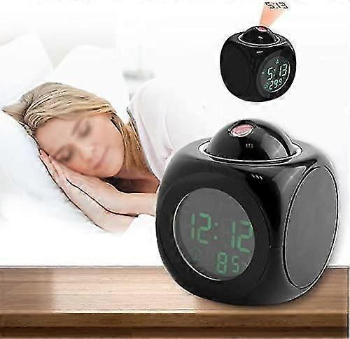 Multifunction Digital Lcd Wall Projection Voice Playback Temperature Display Led Alarm Clock