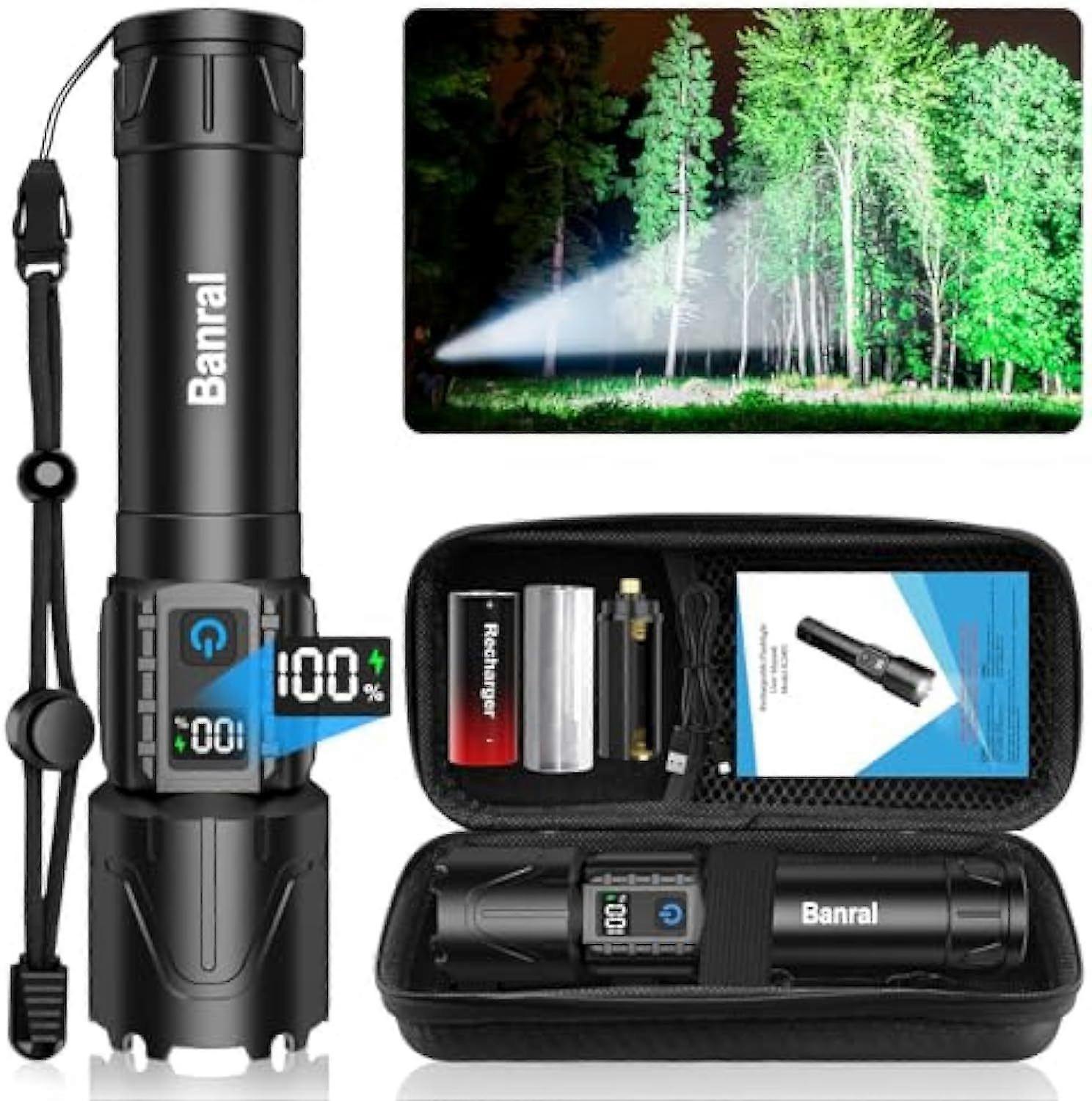 Rechargeable Tactical Flashlight High Power LED Torch