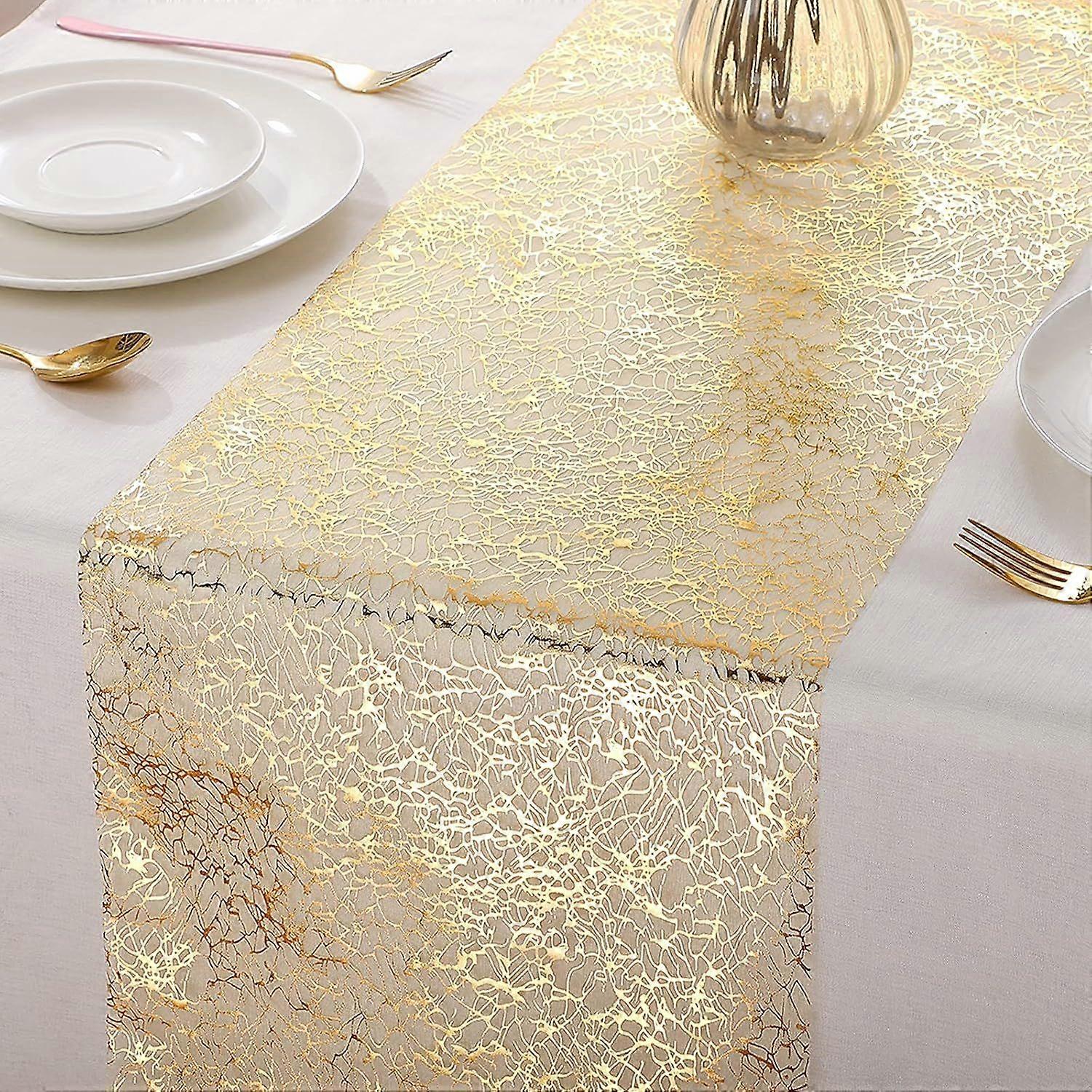 3 Pieces Gold Table Runner Metallic Glitter Metallic Table Runner Roll Rectangle