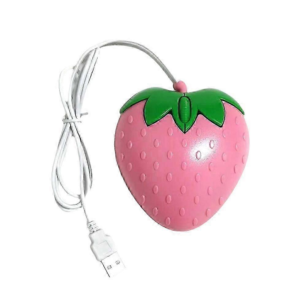 Cute Pink Strawberry Wired Mouse USB PC Computer Laptop