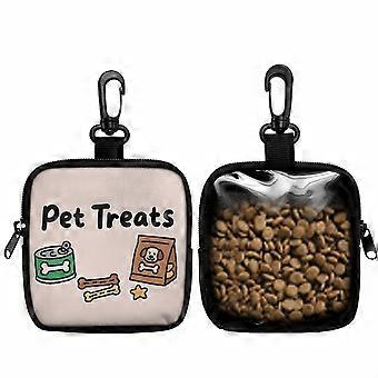 With Hook Dog Treat Bag Transparent Window Print Portable Pet Snack Pouch Multi-functional Zipper Closure